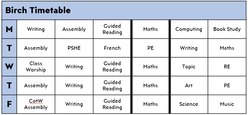 Timetable